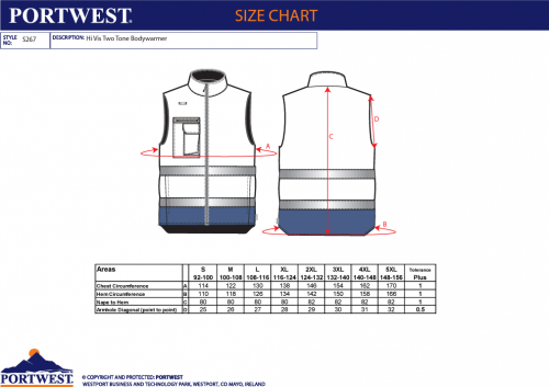 Vesta termica Hi-Vis, portocaliu/navy, regular, Two Tone, Portwest